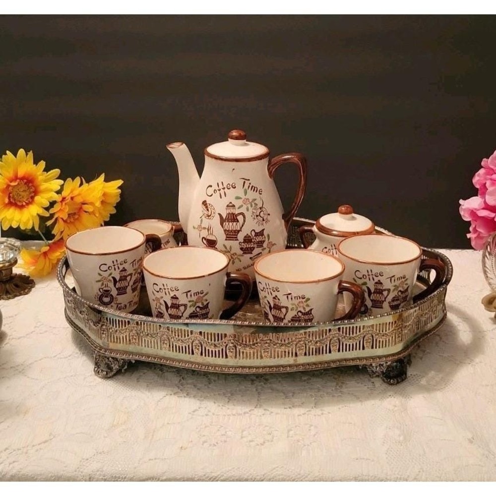 VTG Wales Japan Coffee Time 7-Piece Set - Whimsical "Dieting" Humor Ware -...